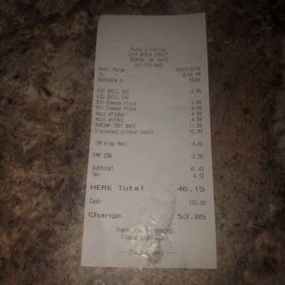 Copy of receipt