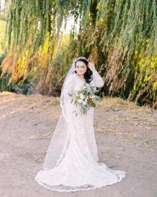 Custom wedding dress and veil