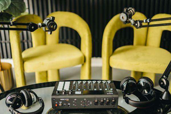 Book Aux at AGWE STUDIOS- our in-house studio for independent creatives. Podcast and content production equipment included in booking!