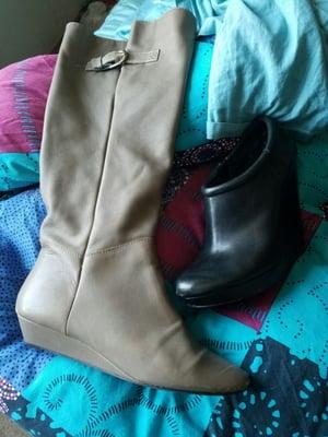 Real Leather Steve Madden boots and  Nordstrom trouve real leather booties paid $10 for both pairs.