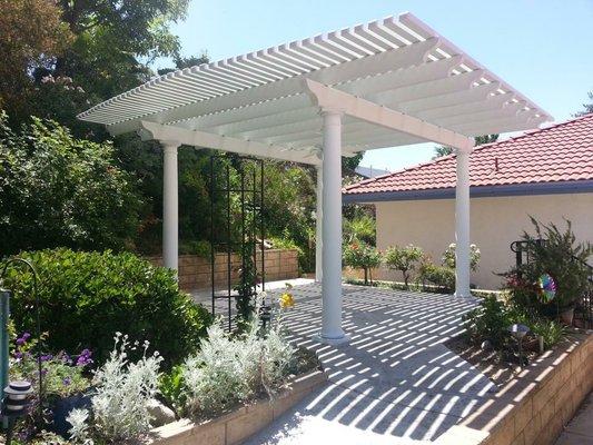 This is a freestanding lattice patio cover that we built.