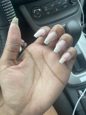 How they left her nails after the incomplete refund and soak off of their bad work.