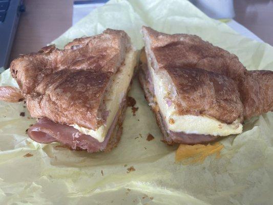 Breakfast sandwich on a crossiant