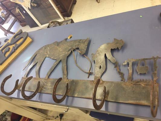 Metal cowboy sign $80