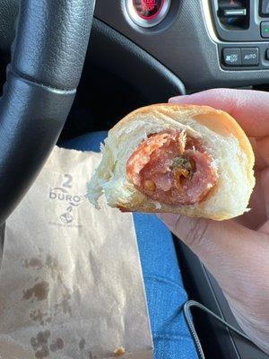 Inside view of large jalepeno cheese kolache