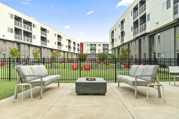 Fire Pits, Dog Park, Furnished Grassy Courtyard with Corn Hole Boards