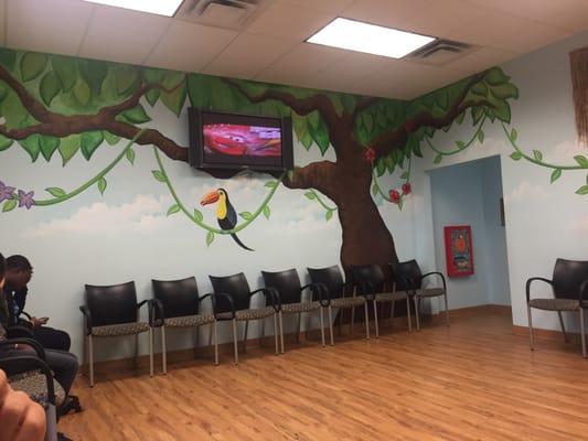 Waiting area with tv for kids