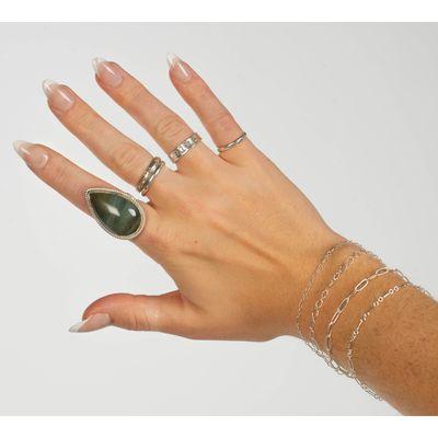 Sterling silver permanent jewelry with our hand crafted gemstone & stacker rings