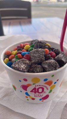 Cookies & Cream w/ brownie bites & mini m &m's