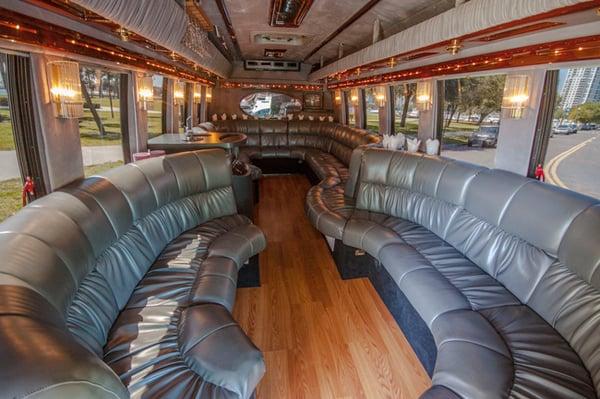 Party Bus. All leather seating, great sound system and ice cold air.