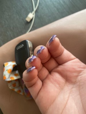 The edges of the nail weren't done with enough nail polish,