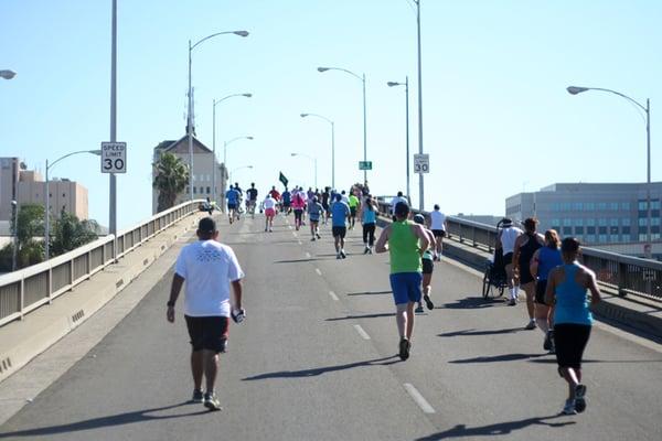 Running on an overpass.  Races always put them at the end.