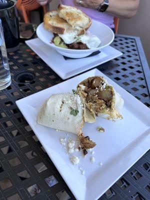 Burrito and Corned beef hash