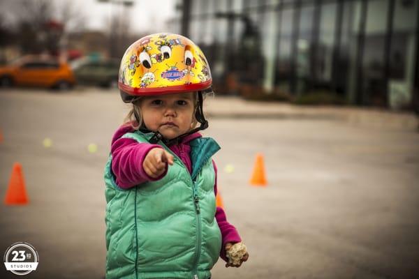 Young Girl getting her first bike in Boulder CO.