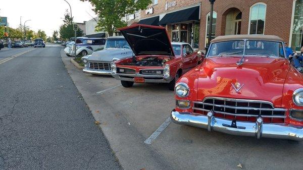 Classic cars on display for the Third Friday event.