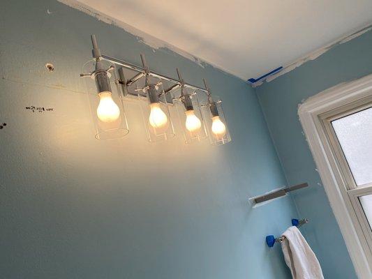 The bathroom light fixture