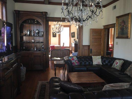 One of the living rooms in this expansive main floor