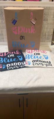 Gender Reveal Box and shirts