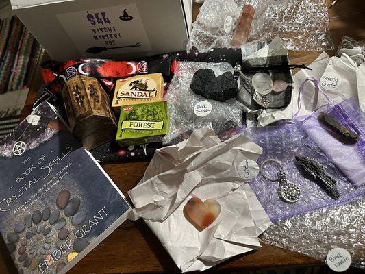 $44 witchy mystery box!!!! (not including teaspoon, worry stone, and rose quartz tumble)