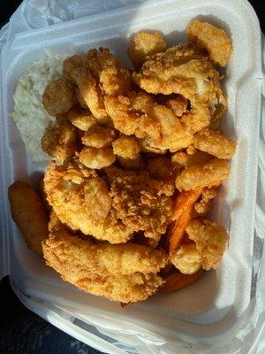 Whiting and shrimp platter