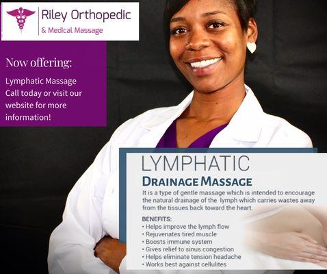 Lymphatic massage: One of the many services we offer here at Riley Orthopedic and Medical Massage!