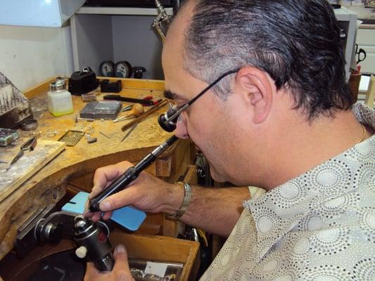 Anthony working on a beautiful custom made ring.