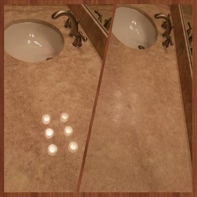 Travertine countertop fully restore.