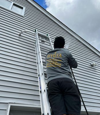 Siding getting cleaned and ready to go!