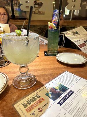 Drinks, not that great (left ) margarita taste like lemonade and (right) trash can not that great either.