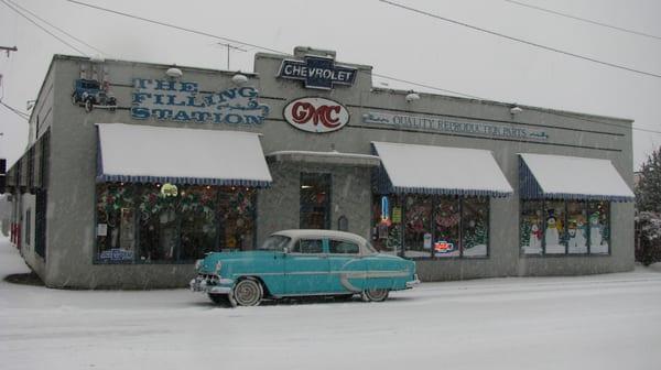 Our 1954 Chevy in the Snow