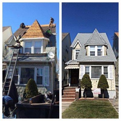 Before and After Shingle roof tear off and installation