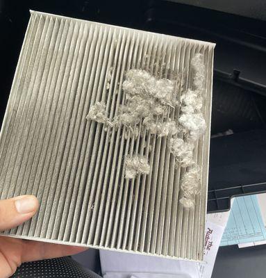 Dirty and clogged cabin air filter