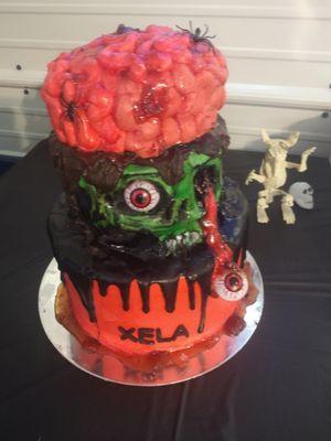 Strawberry Zombie brain cake