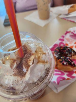 Pumpkin Spiced Signature Latte and donut