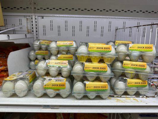 Each container of duck eggs has at least an egg broken. Not sure why they don't take the broken ones out and put the good ones up.