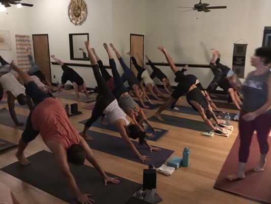 Our yoga community starting their day at the studio