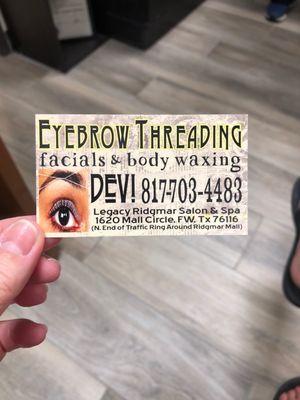 Facials, waxing and threading services