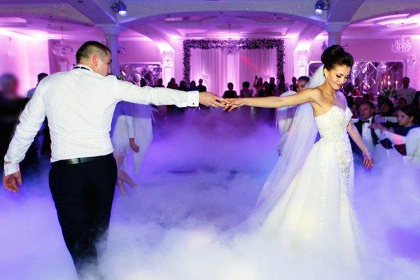 Husband and Wife first dance. Our dancing on the clouds effect!