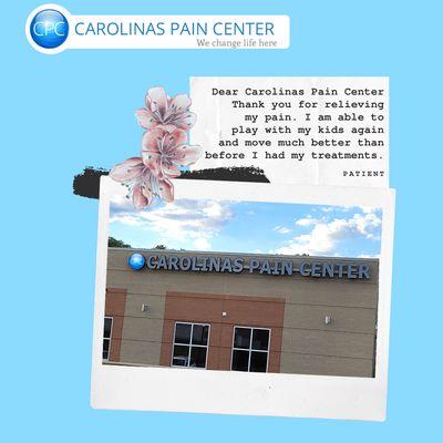 Carolinas Pain Center has two locations Huntersville, NC and Charlotte, NC