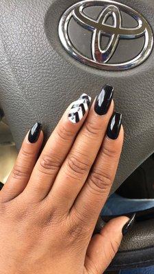 black gel with black&white gel stripes & rhinestones