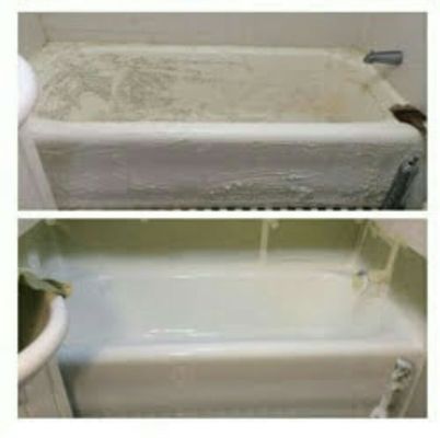 Before and After Strip and reglaze Bathtub Resurfacing