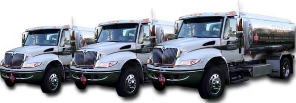 Heating oil delivery trucks.