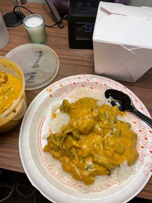 Vegetable Korma with basmati rice...oh so yum!