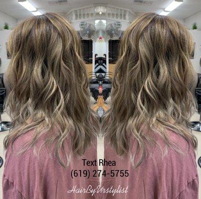 Balayage ombré, haircut & soft waves by Rhea