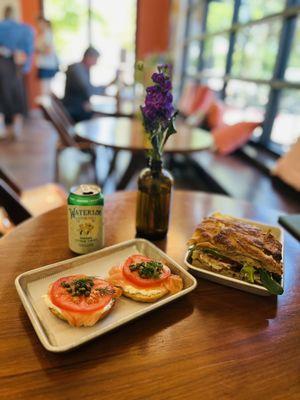 Bagel and lox and spicy Turkey sandwich