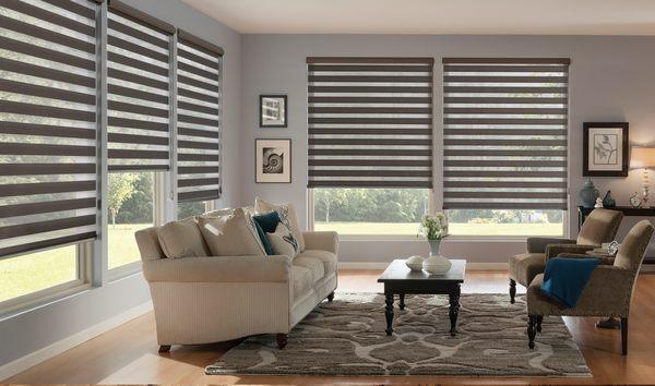 Banded shades by Hunter Douglas.