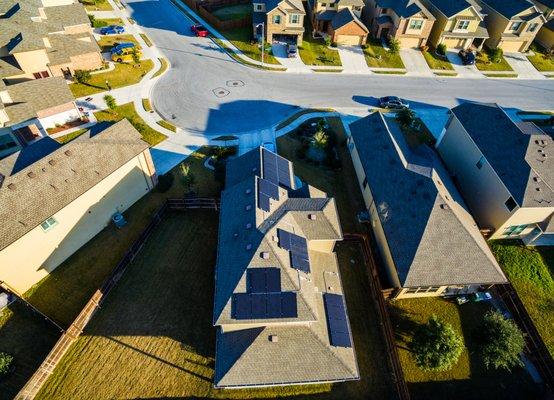 Aerial view of solar install.