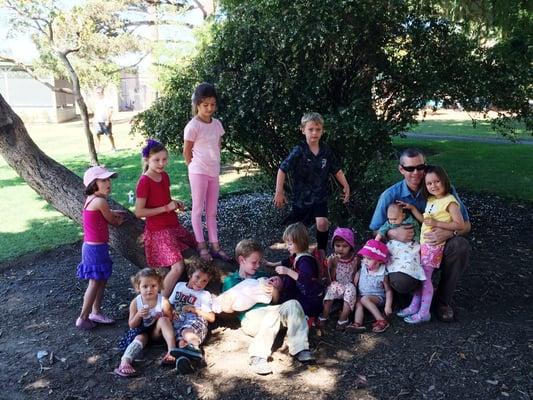 Children at Sunday worship in Washington Park!