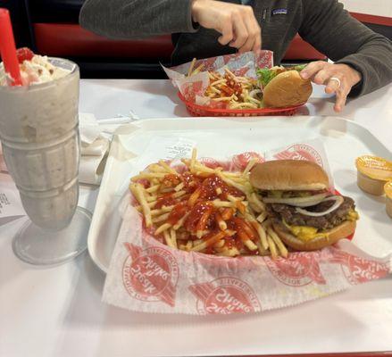 Double Burger and Milkshake