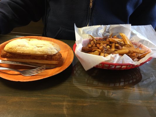 Fish sandwich and fries